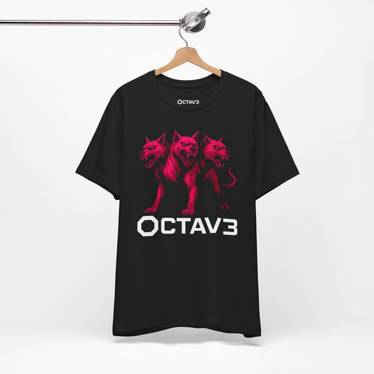 OCTAV3 “Cerberus” 3-Headed Hellhound T-Shirt – Dark Electric Streetwear