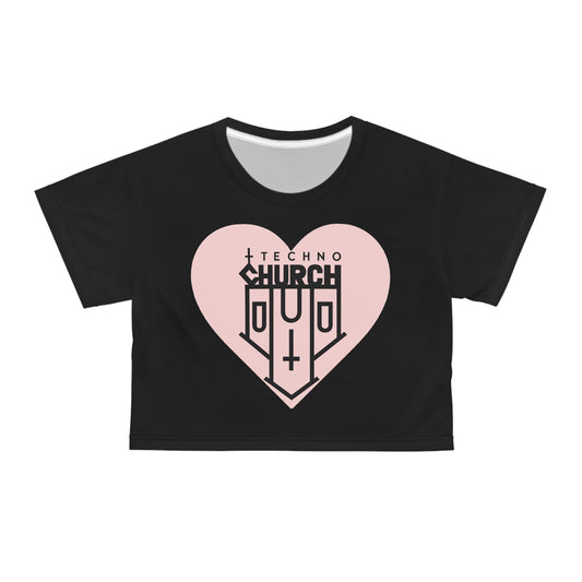 Copy of Techno Church Heart Crop Tee, Music Festival Shirt, Edgy Summer Top, Unique Gift for Ravers, Stylish Streetwear