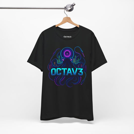 OCTAV3 Cyberpunk Neon Octopus Tee | Electric Festival Streetwear