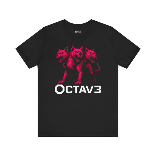 OCTAV3 “Cerberus” 3-Headed Hellhound T-Shirt – Dark Electric Streetwear