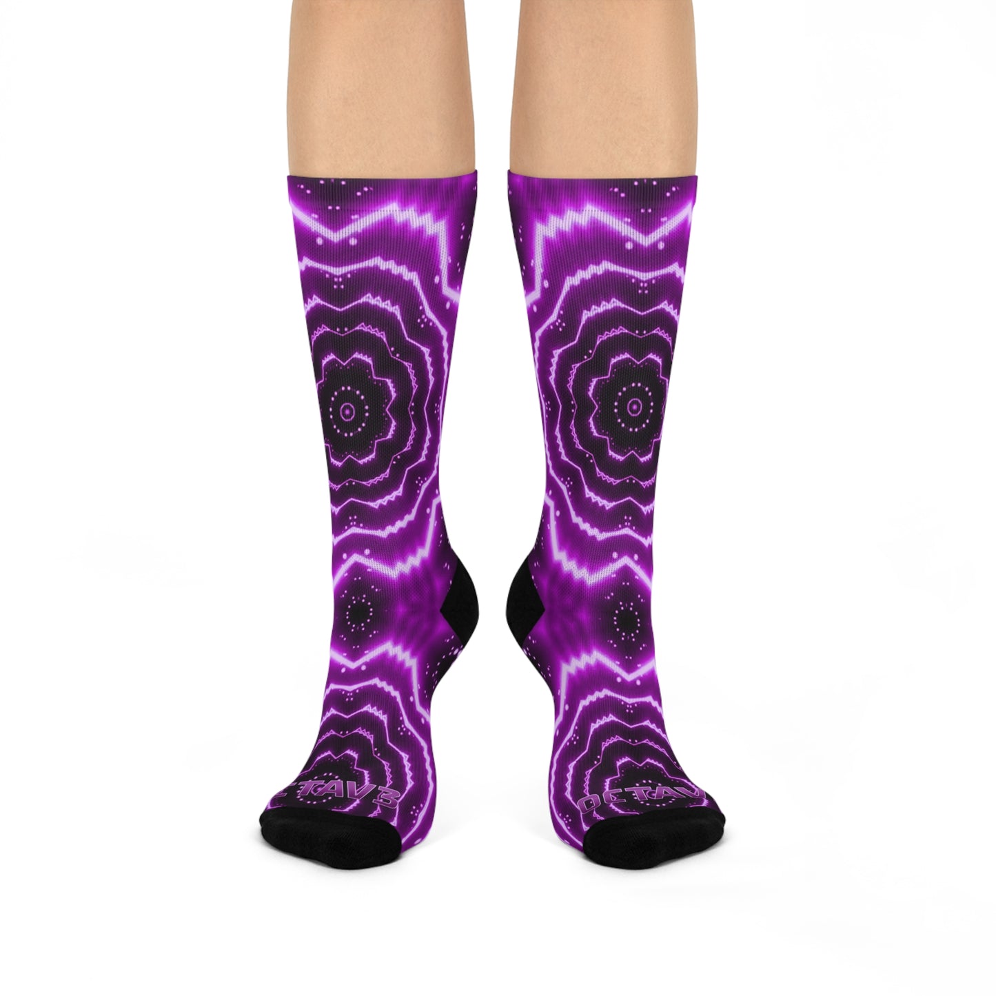 OCTAV3 “Audio PURPose” Crew Socks — Psychedelic Geometric Cushioned Socks