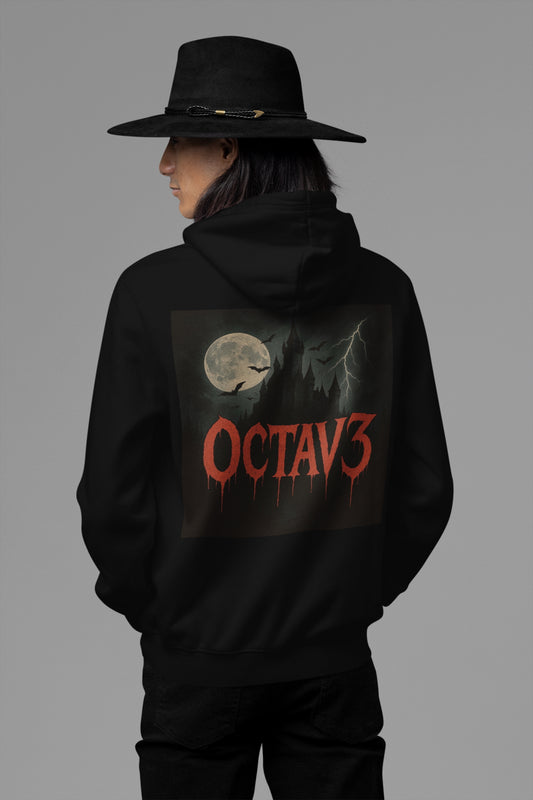 OCTAV3 Gothic Horror Hoodie – Vampire Castle & Blood Drip