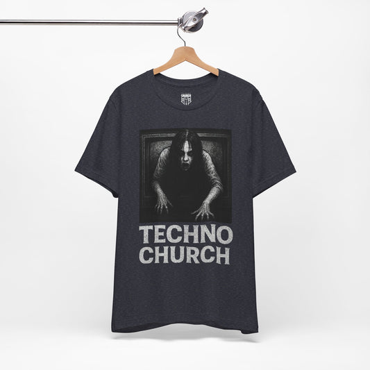Techno Church Horror Rave T-Shirt – Dark Underground EDM Streetwear