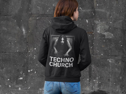 Techno Church Hoodie – Dark Gothic Rave Streetwear