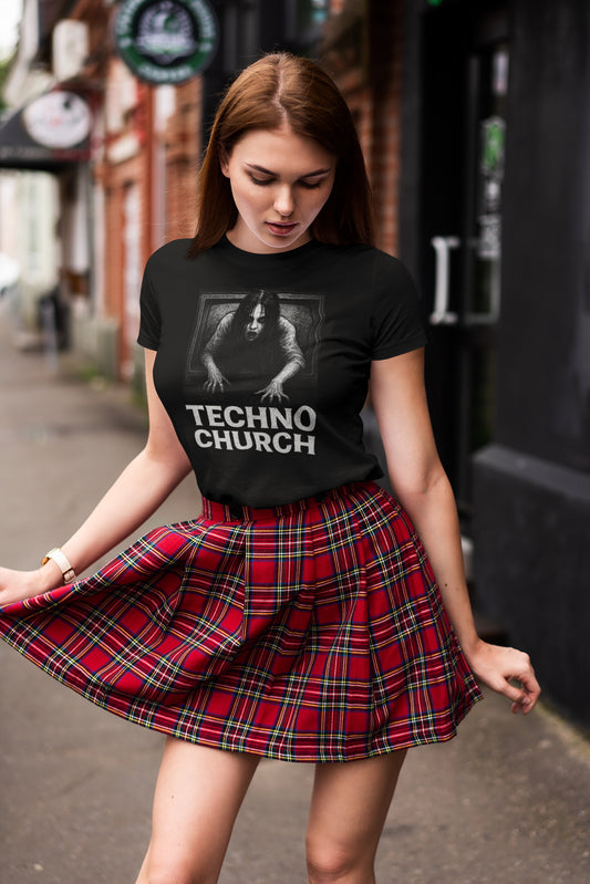 Techno Church Horror Rave T-Shirt – Dark Underground EDM Streetwear
