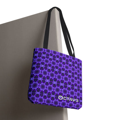 Octav3 Geometric Frequency Pattern Electric Purple Tote Bag - OCTAVE Pattern All-Over Print