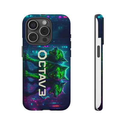 OCTAV3 Cyberpunk Wolf iPhone Case – Neon Tech Design, Futuristic Tough Cover for Music & Streetwear Fans