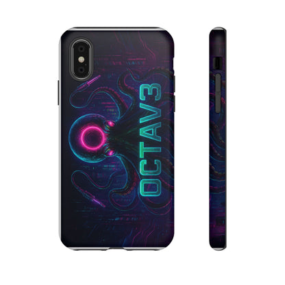 OCTAV3 Futuristic iPhone Case – Neon Octopus Design, Cyber Tech Vibe, Tough Protective Cover