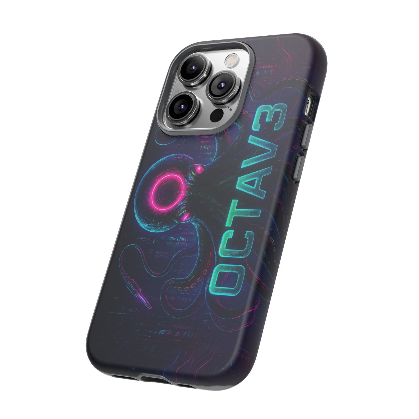 OCTAV3 Futuristic iPhone Case – Neon Octopus Design, Cyber Tech Vibe, Tough Protective Cover