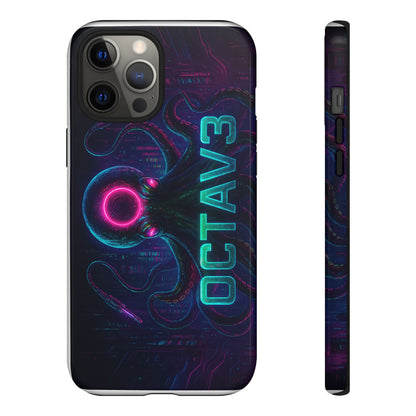 OCTAV3 Futuristic iPhone Case – Neon Octopus Design, Cyber Tech Vibe, Tough Protective Cover