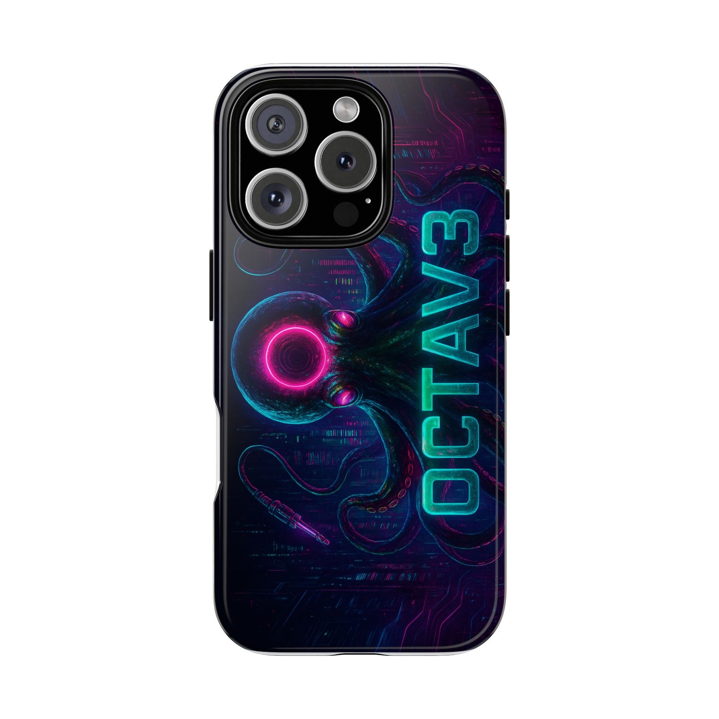 OCTAV3 Futuristic iPhone Case – Neon Octopus Design, Cyber Tech Vibe, Tough Protective Cover