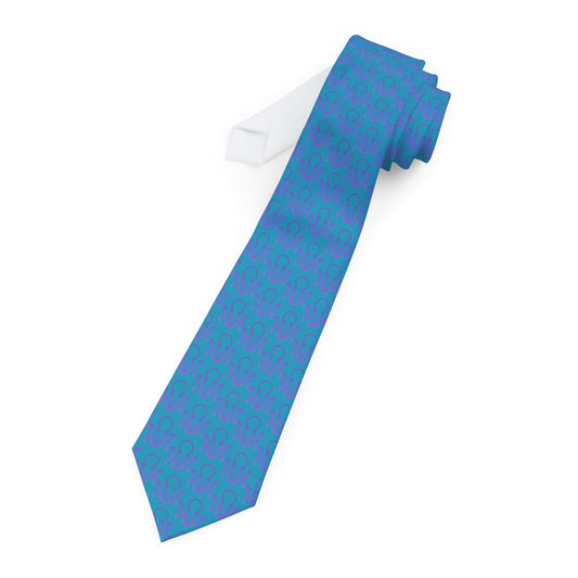 OCTAV3 “Executive Depth – Aqua Current” Necktie – Blue with Deep Indigo Octopus Pattern