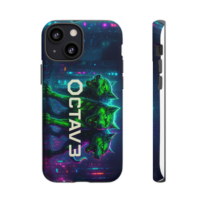 OCTAV3 Cyberpunk Wolf iPhone Case – Neon Tech Design, Futuristic Tough Cover for Music & Streetwear Fans