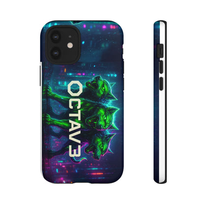 OCTAV3 Cyberpunk Wolf iPhone Case – Neon Tech Design, Futuristic Tough Cover for Music & Streetwear Fans