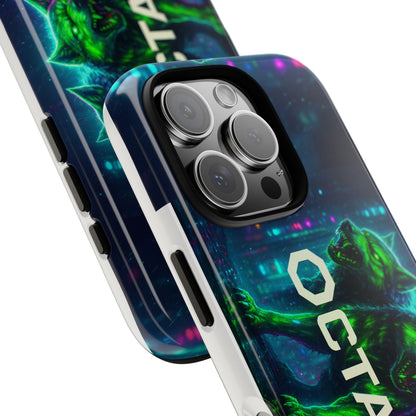OCTAV3 Cyberpunk Wolf iPhone Case – Neon Tech Design, Futuristic Tough Cover for Music & Streetwear Fans