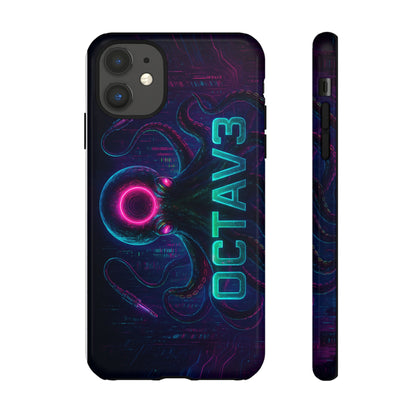 OCTAV3 Futuristic iPhone Case – Neon Octopus Design, Cyber Tech Vibe, Tough Protective Cover