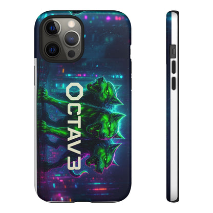 OCTAV3 Cyberpunk Wolf iPhone Case – Neon Tech Design, Futuristic Tough Cover for Music & Streetwear Fans