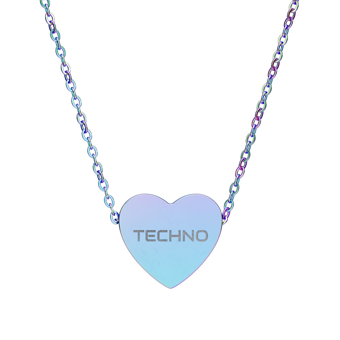 OCTAV3 “Techno Heart” Necklace – Engraved DJ & Rave Jewelry