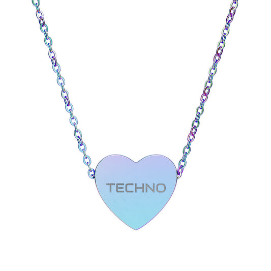 OCTAV3 “Techno Heart” Necklace – Engraved DJ & Rave Jewelry