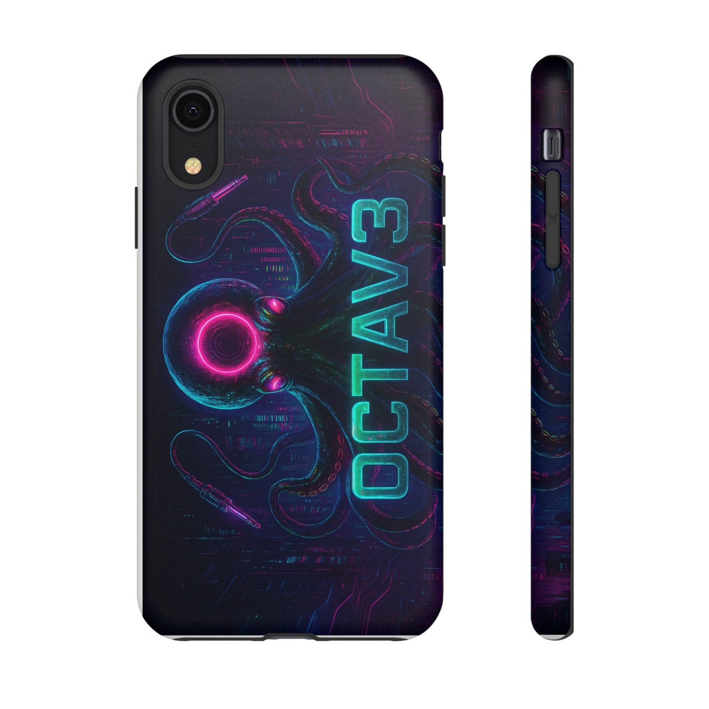 OCTAV3 Futuristic iPhone Case – Neon Octopus Design, Cyber Tech Vibe, Tough Protective Cover