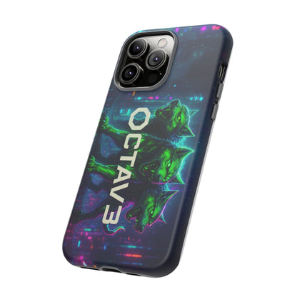 OCTAV3 Cyberpunk Wolf iPhone Case – Neon Tech Design, Futuristic Tough Cover for Music & Streetwear Fans