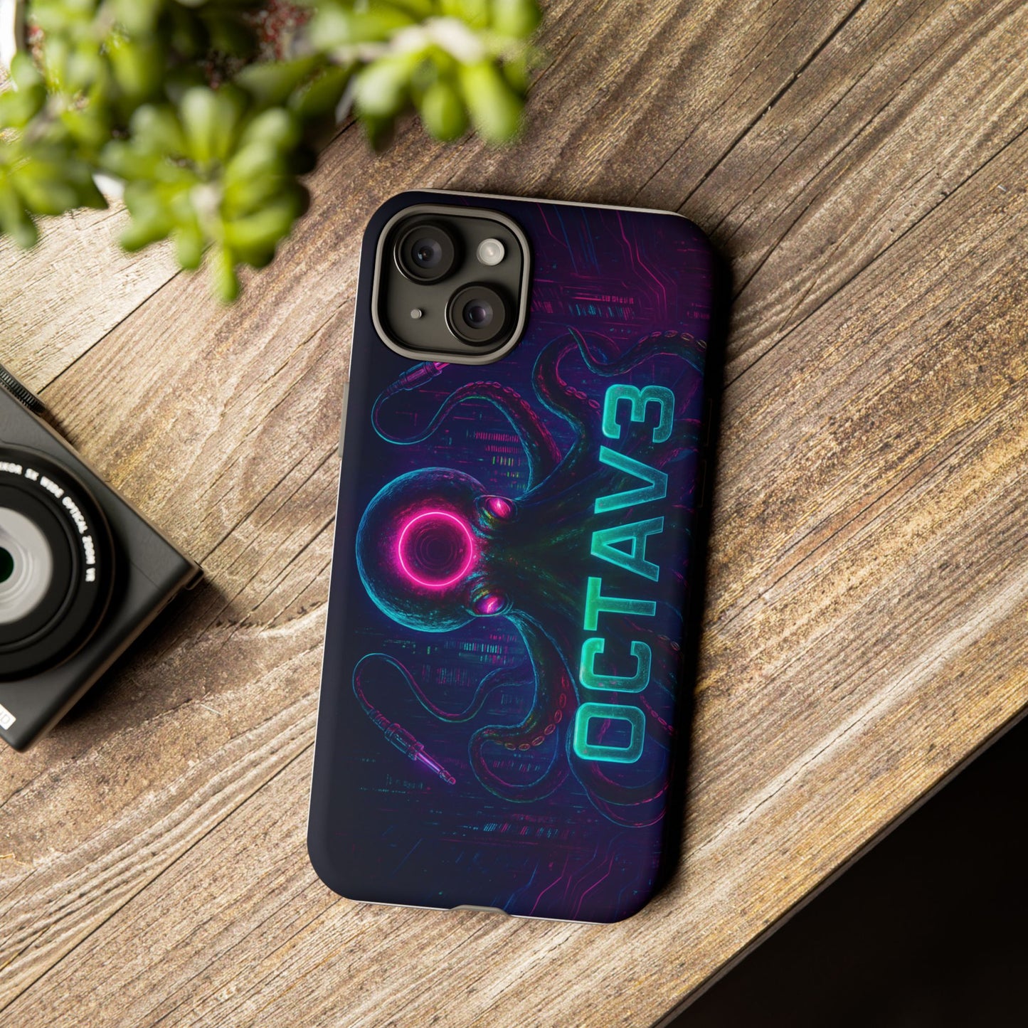 OCTAV3 Futuristic iPhone Case – Neon Octopus Design, Cyber Tech Vibe, Tough Protective Cover