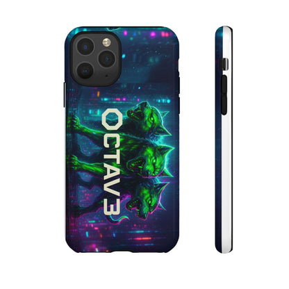 OCTAV3 Cyberpunk Wolf iPhone Case – Neon Tech Design, Futuristic Tough Cover for Music & Streetwear Fans