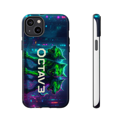 OCTAV3 Cyberpunk Wolf iPhone Case – Neon Tech Design, Futuristic Tough Cover for Music & Streetwear Fans