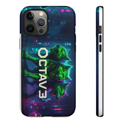 OCTAV3 Cyberpunk Wolf iPhone Case – Neon Tech Design, Futuristic Tough Cover for Music & Streetwear Fans