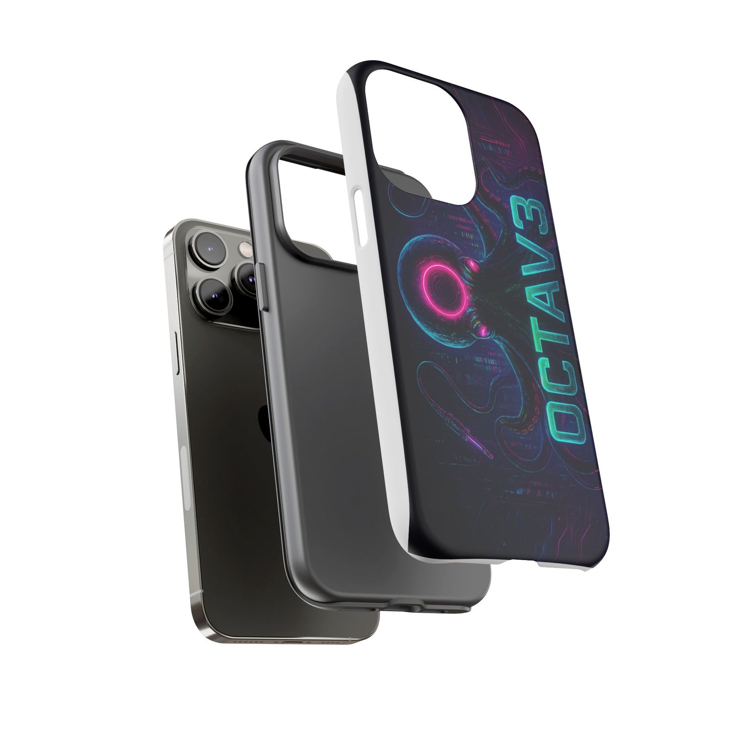 OCTAV3 Futuristic iPhone Case – Neon Octopus Design, Cyber Tech Vibe, Tough Protective Cover