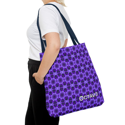 Octav3 Geometric Frequency Pattern Electric Purple Tote Bag - OCTAVE Pattern All-Over Print