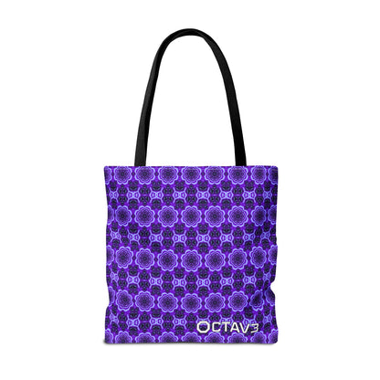 Octav3 Geometric Frequency Pattern Electric Purple Tote Bag - OCTAVE Pattern All-Over Print