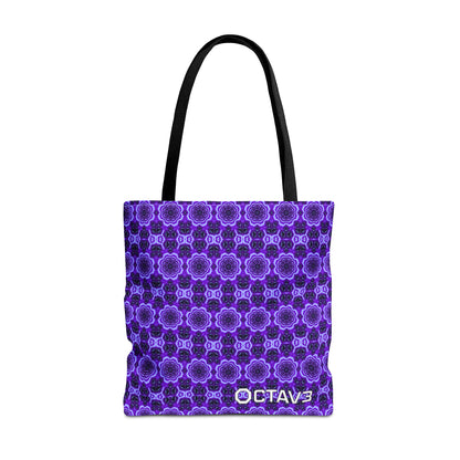 Octav3 Geometric Frequency Pattern Electric Purple Tote Bag - OCTAVE Pattern All-Over Print