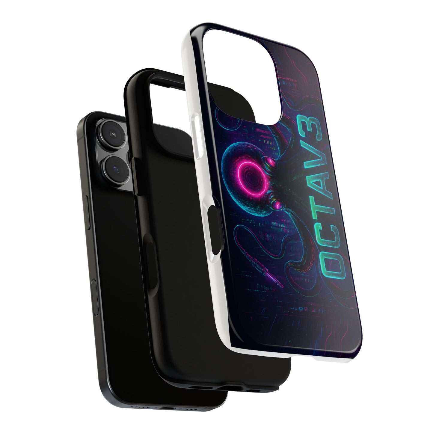 OCTAV3 Futuristic iPhone Case – Neon Octopus Design, Cyber Tech Vibe, Tough Protective Cover