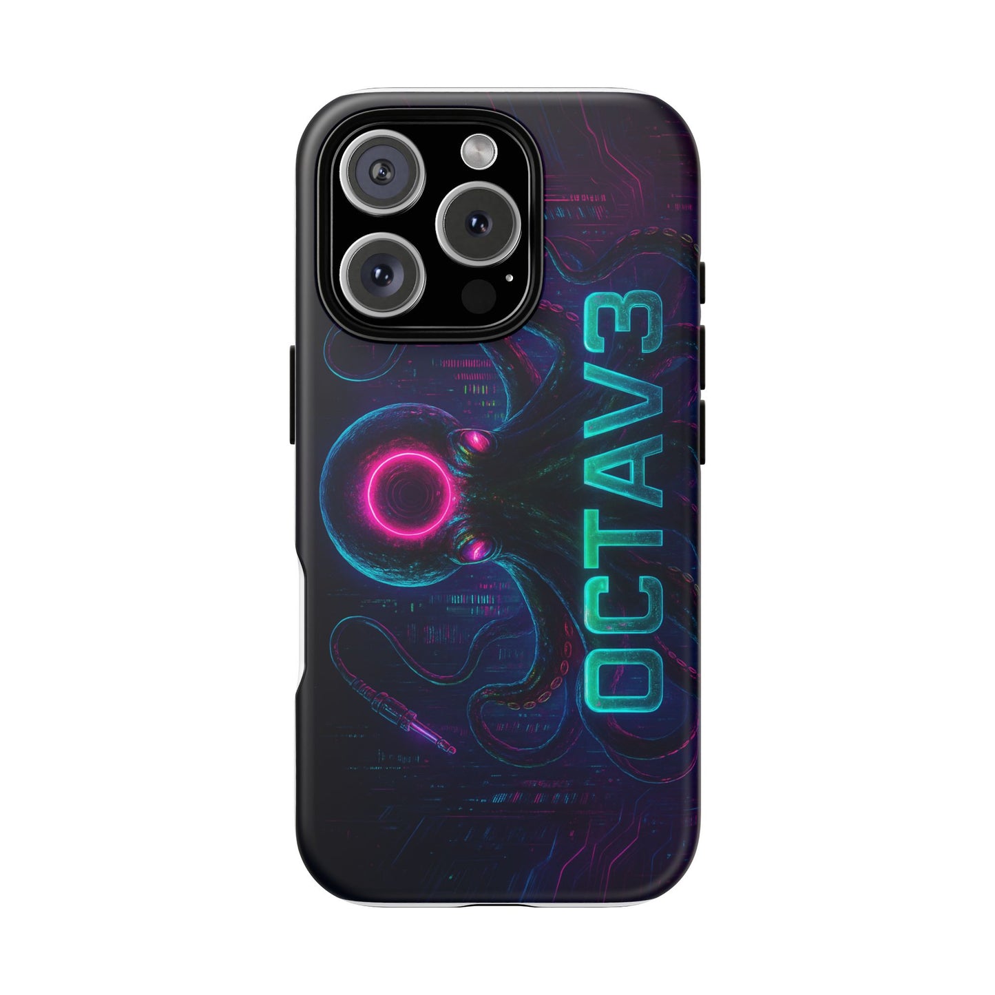 OCTAV3 Futuristic iPhone Case – Neon Octopus Design, Cyber Tech Vibe, Tough Protective Cover