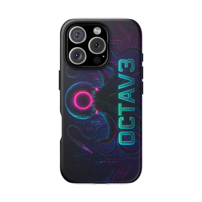OCTAV3 Futuristic iPhone Case – Neon Octopus Design, Cyber Tech Vibe, Tough Protective Cover