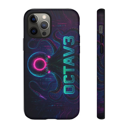 OCTAV3 Futuristic iPhone Case – Neon Octopus Design, Cyber Tech Vibe, Tough Protective Cover