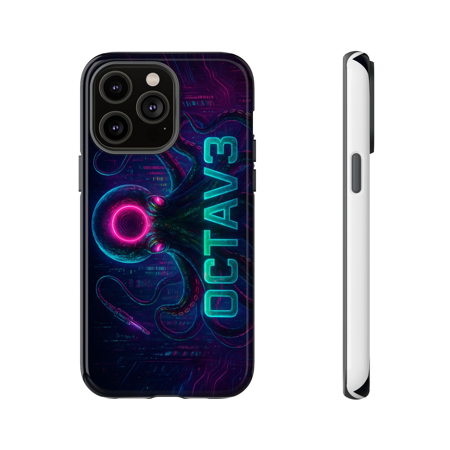 OCTAV3 Futuristic iPhone Case – Neon Octopus Design, Cyber Tech Vibe, Tough Protective Cover