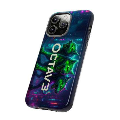 OCTAV3 Cyberpunk Wolf iPhone Case – Neon Tech Design, Futuristic Tough Cover for Music & Streetwear Fans