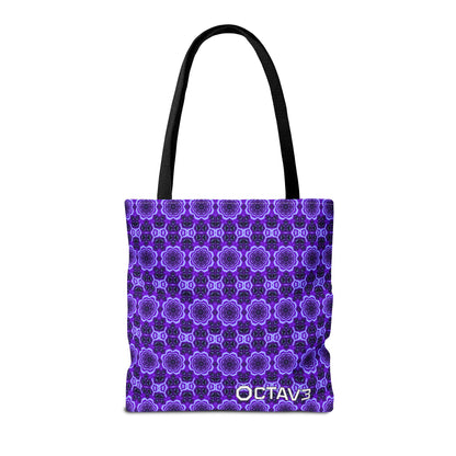 Octav3 Geometric Frequency Pattern Electric Purple Tote Bag - OCTAVE Pattern All-Over Print