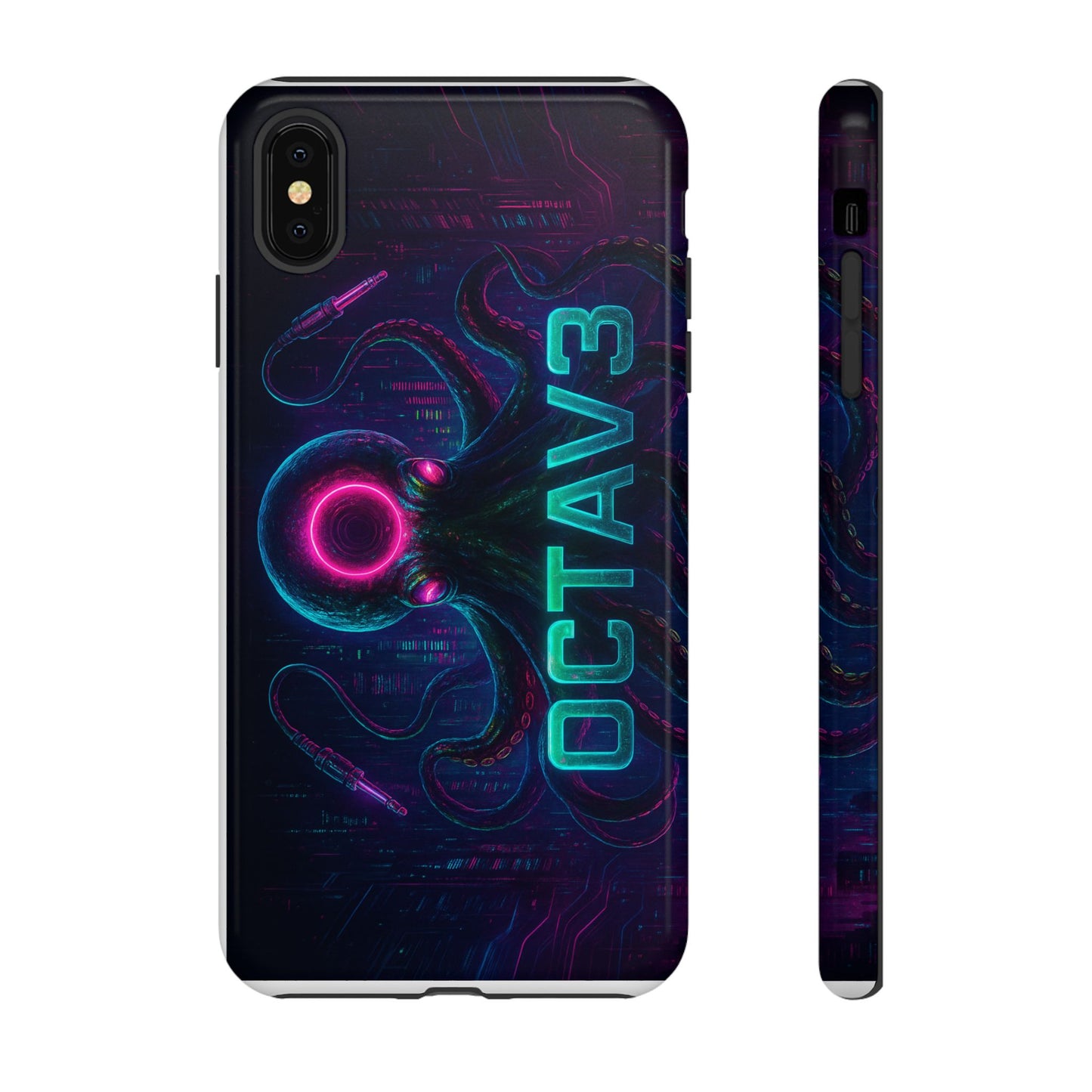 OCTAV3 Futuristic iPhone Case – Neon Octopus Design, Cyber Tech Vibe, Tough Protective Cover