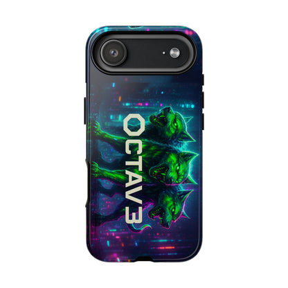 OCTAV3 Cyberpunk Wolf iPhone Case – Neon Tech Design, Futuristic Tough Cover for Music & Streetwear Fans