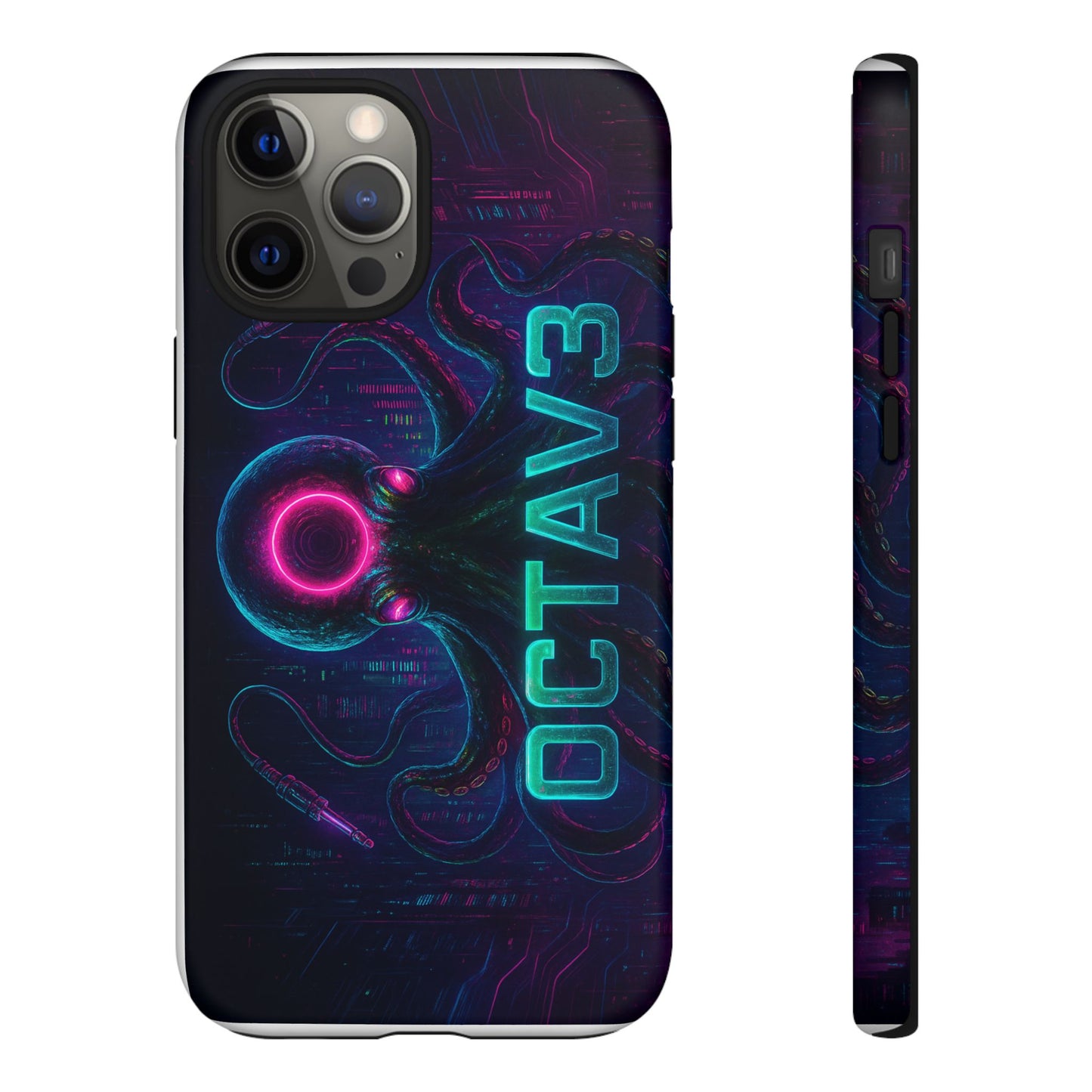 OCTAV3 Futuristic iPhone Case – Neon Octopus Design, Cyber Tech Vibe, Tough Protective Cover