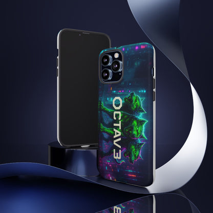 OCTAV3 Cyberpunk Wolf iPhone Case – Neon Tech Design, Futuristic Tough Cover for Music & Streetwear Fans