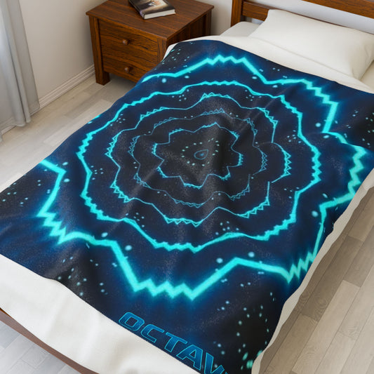 OCTAV3 “Turquoise Frequency” Velveteen Plush Blanket – Soundwave Comfort