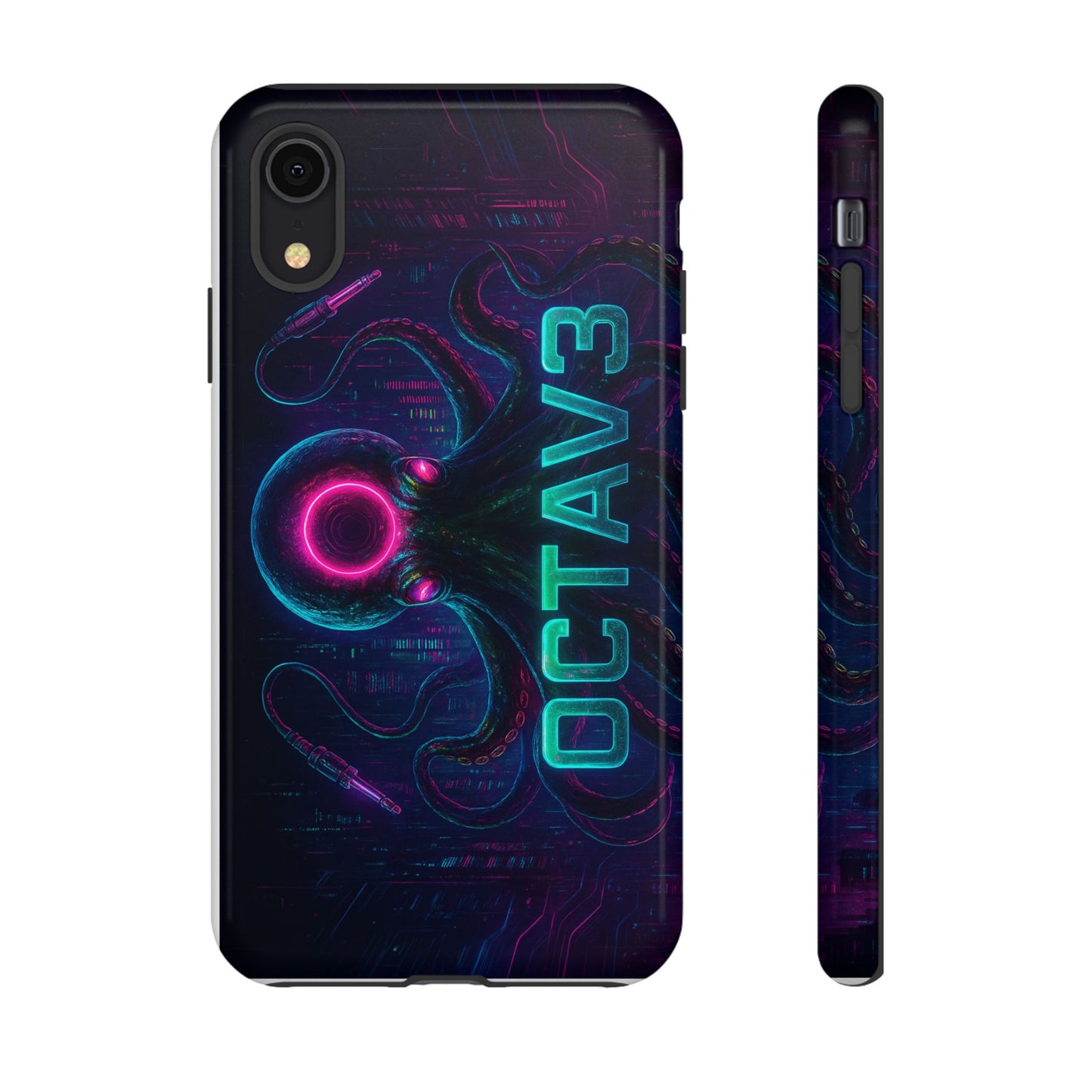 OCTAV3 Futuristic iPhone Case – Neon Octopus Design, Cyber Tech Vibe, Tough Protective Cover