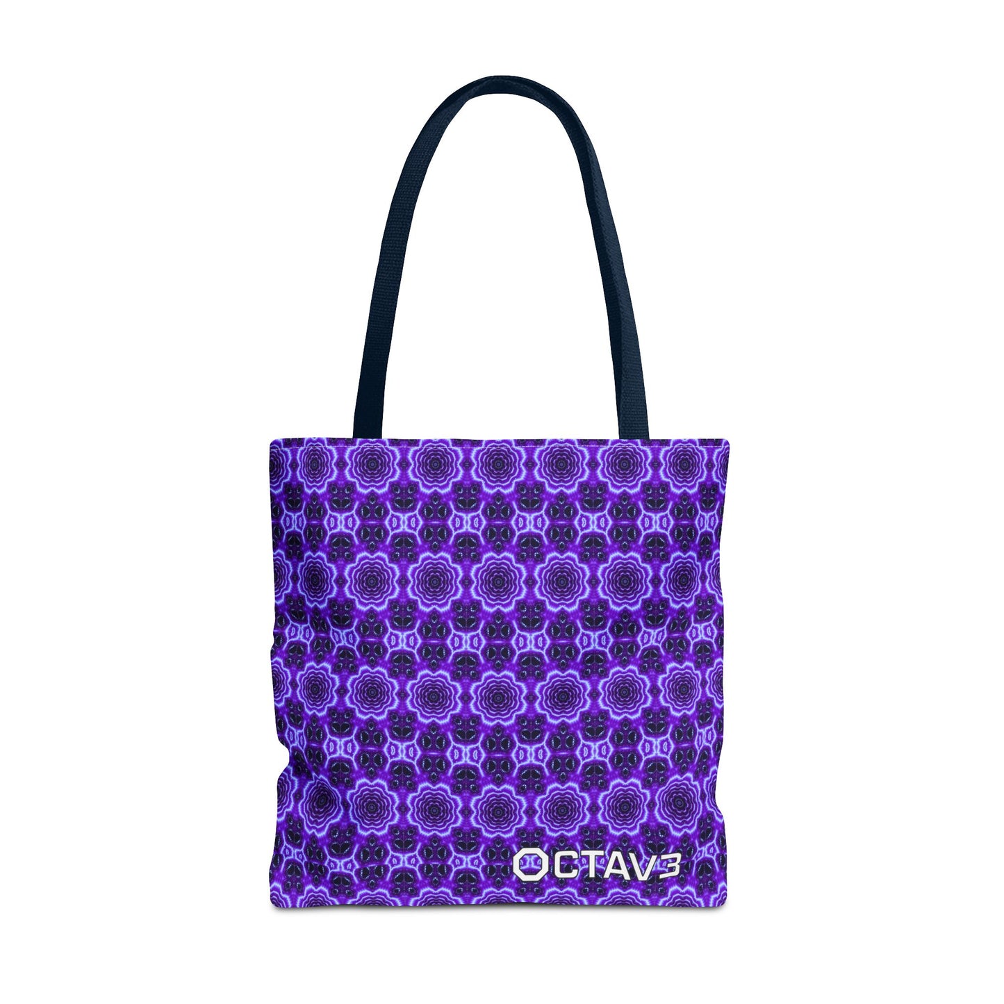 Octav3 Geometric Frequency Pattern Electric Purple Tote Bag - OCTAVE Pattern All-Over Print