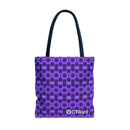 Octav3 Geometric Frequency Pattern Electric Purple Tote Bag - OCTAVE Pattern All-Over Print