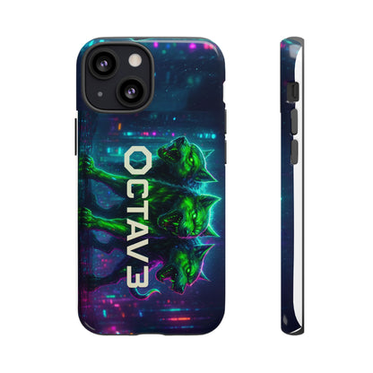 OCTAV3 Cyberpunk Wolf iPhone Case – Neon Tech Design, Futuristic Tough Cover for Music & Streetwear Fans