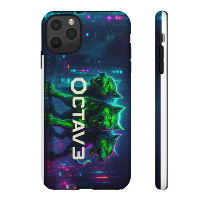 OCTAV3 Cyberpunk Wolf iPhone Case – Neon Tech Design, Futuristic Tough Cover for Music & Streetwear Fans